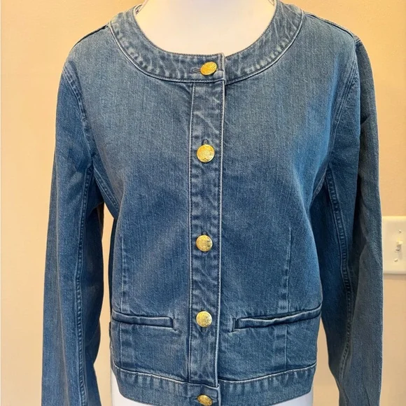 #115 NWT. J. Crew Blue Women's Denim Jean Jacket. - Picture 5 of 16